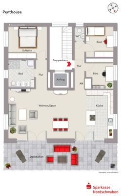 Grundriss gezeichnet Penthouse