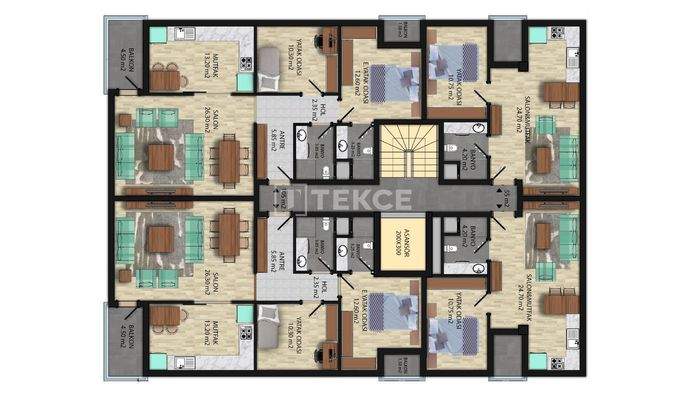 1-Bedroom Flats in a Complex Near the Sea in Antalya Muratpaşa