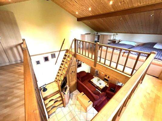 Schlafbereich, Blick auf den Wohnraum