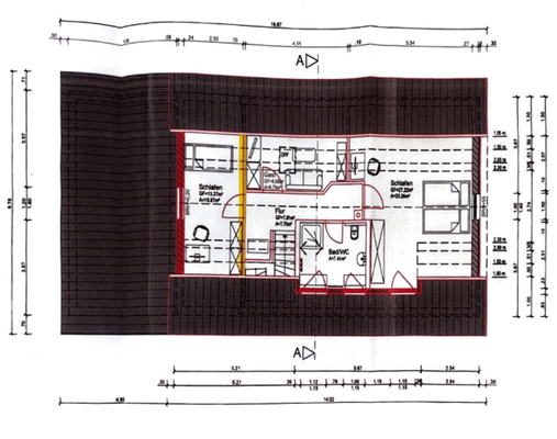 Grundriss laut Bauantrag OG
