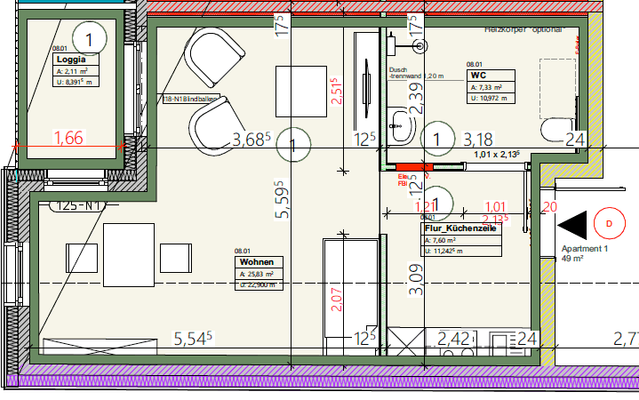 Grundriss WE1 Gesundheitshuus