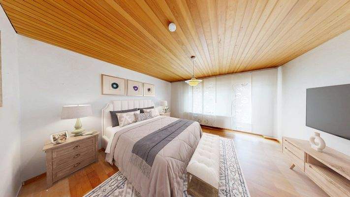 Schlafzimmer mit Zugang zur Loggia