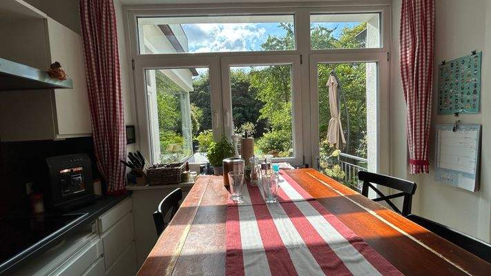 Blick vom Küchentisch in den Garten 