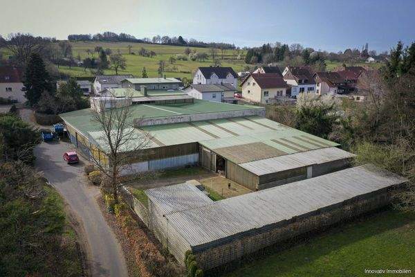 Draufsicht Wohnhaus mit Hallen