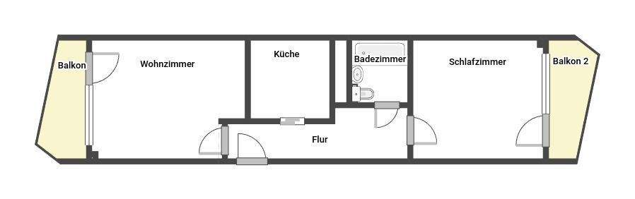 Wohnungsplan mit 2 Balkonen