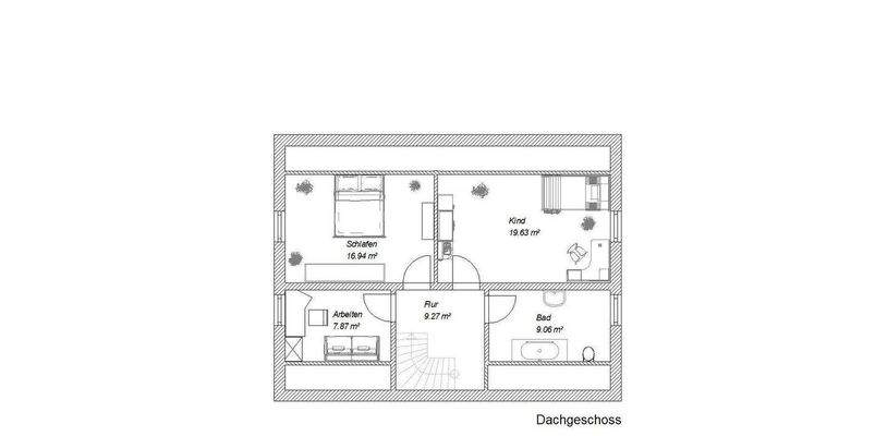 Grundriss Dachgeschoss Haus 1