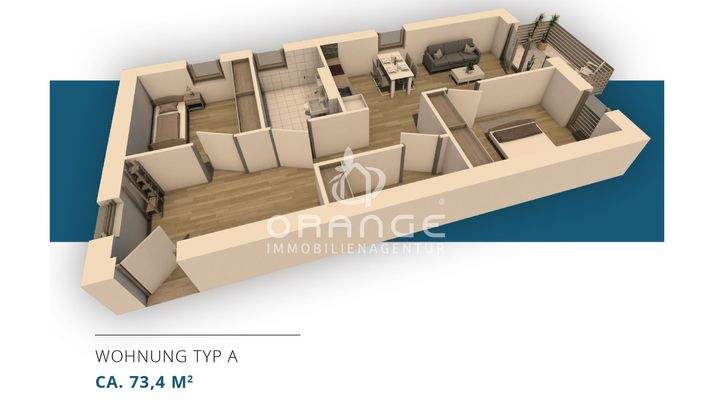 Grundriss 3D Wohnung Typ A