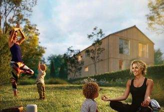 Visualisierung des Zweifamilienhauses Ansicht Schlittenberg