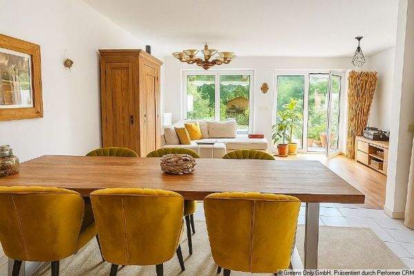 Wohnzimmer Ausblick zur Terrasse