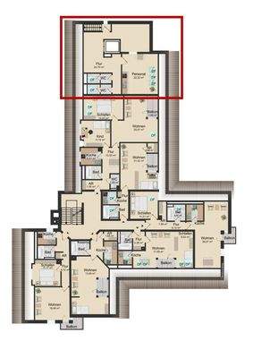 Exposégrundrisse 2. OG (Etagenansicht)