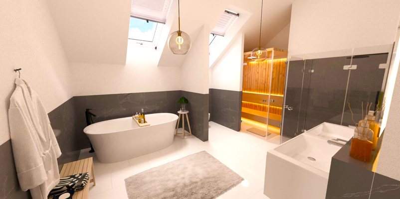 Innenvisualisierung Penthouse - Hauptbadezimmer 