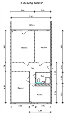 Grundriß des Mietobjektes: Taurusweg 13