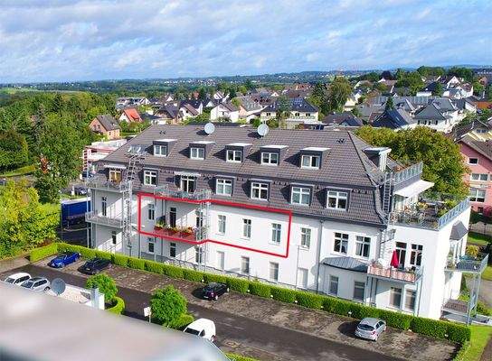 Gebäude_Rückansicht mit eingezeichneter Wohnung