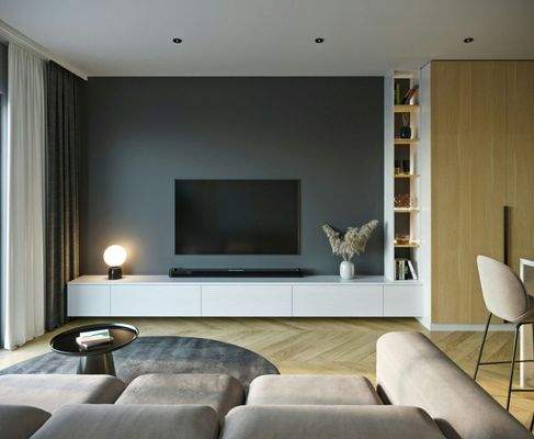 Modernes Wohnzimmer mit TV-Wand