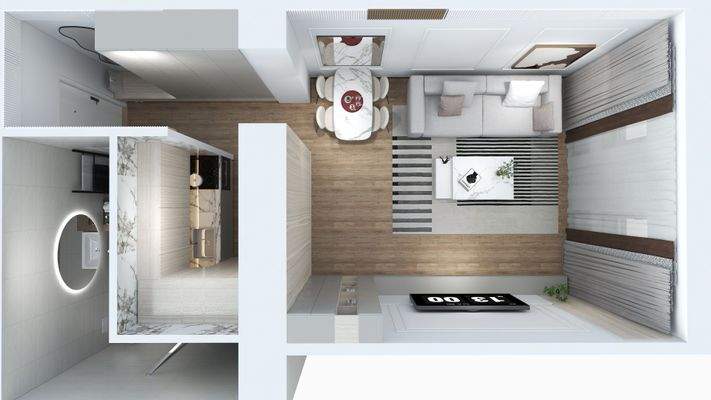 Grundriss Top 13 mit Möblierung