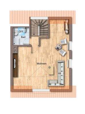 Grundriss DG moebliert