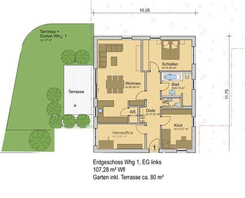 Gartenwohnung Whg 1, linkes Haus