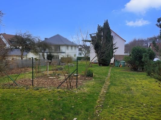 Blick zum Haus, riesiger Garten (ca. 1.080 m²)
