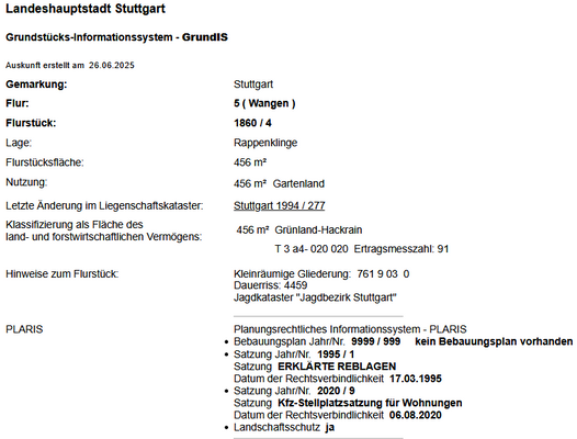 Grundstücksinformationen