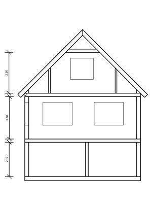 Altbau (vorn): KG + EG + DG