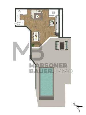 Grundriss Wohnung mit Zubehör im Erdgeschoss - planimetria app. con pertinenze al piano terra (nicht im Maßstab - non in scala)