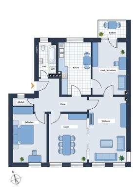 Grundriss 1. und 2. OG