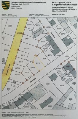 Amtlicher Lageplan (gelb markiert) 