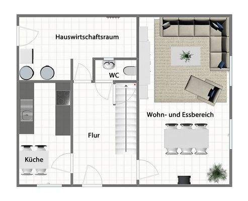 Grundriss Erdgeschoss (nicht maßstabsgetreu)