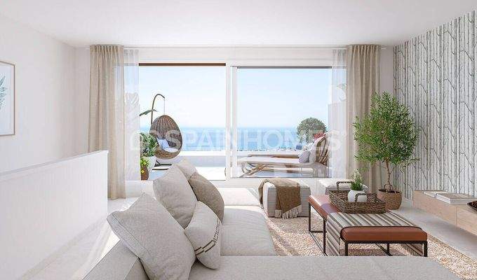 Sea View Townhouses Featuring Private Gardens in Mijas