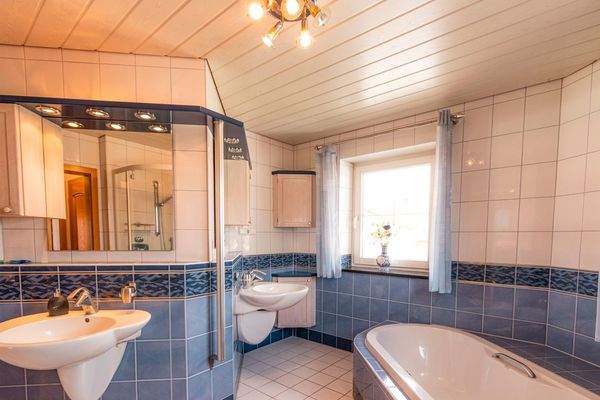 Tageslichtbad mit Badewanne und Dusche