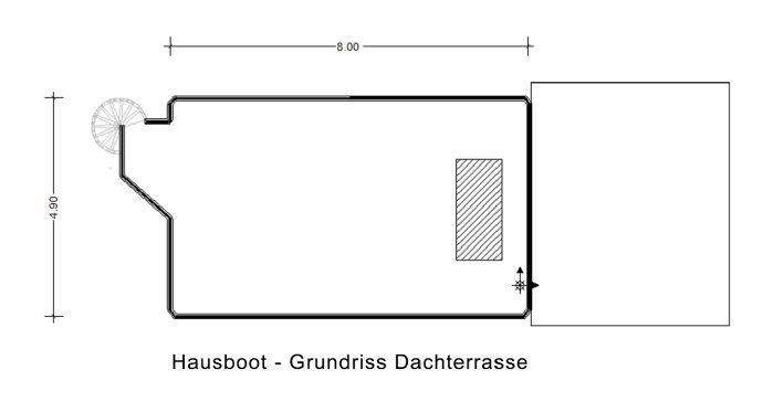 Hausboot Grundriss Dachterrasse