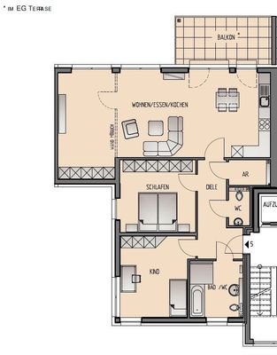 Grundriss H4, Wohnungen 1,3,5