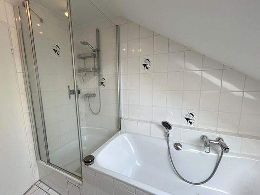 Blick Dusche und Badewanne