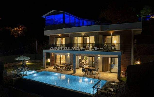 Uninterrupted Sea View Villa with 4 Bedrooms in Mugla Fethiye