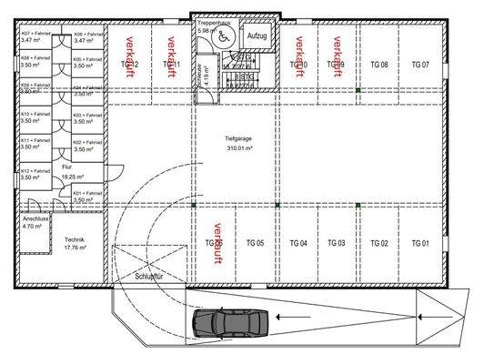 Grundriss Tiefgarage