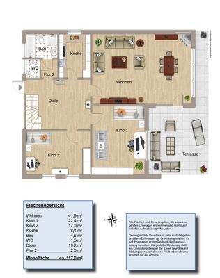 Grundriss Erdgeschoss (für Nutzung mit bis zu 4 Kindern)