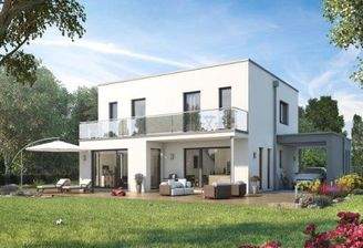 Außenansicht mit Erker, Haus mir Flachdach