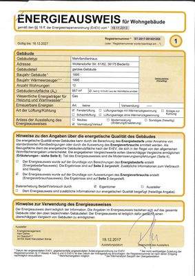 Energieausweis (Auszug)