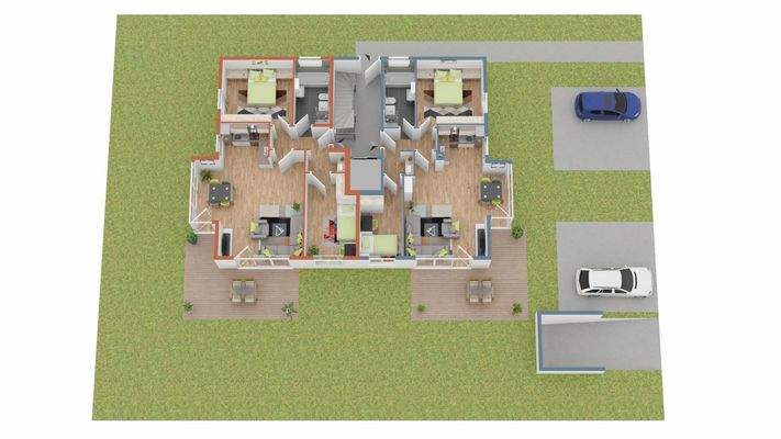 Grundriss Wohnung 1 +2