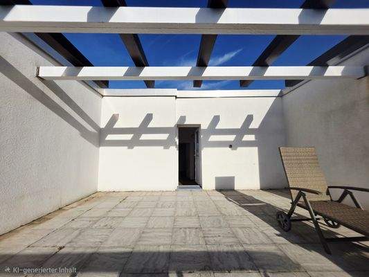 Ansicht der Wohnung von der Dachterrasse