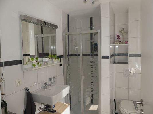 Bad mit Dusche, WC, Fenster