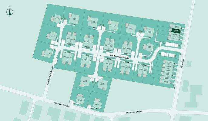 Lageplan vom Reihenhaus im Projekt Pütnitzwiese