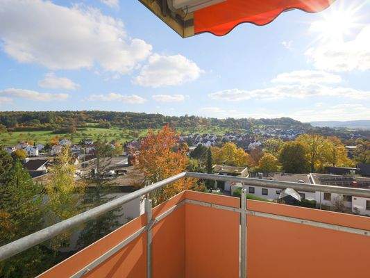 Wunderschöne Fernsicht  vom Balkon über Wald und Wiesen