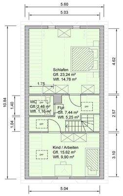Grundriss Dachgeschoss - Umbauvariante