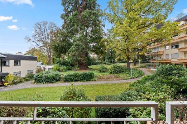 Ruhige Wohnlage mit Blick auf alten, gepflegten Baumbestand im Gemeinschaftsbereich