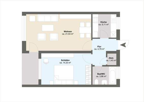 Düsseldorfer Straße 20 - Etage 1, Ansicht 1, Schnitt 1, Einheit 1 - 5NAYO4