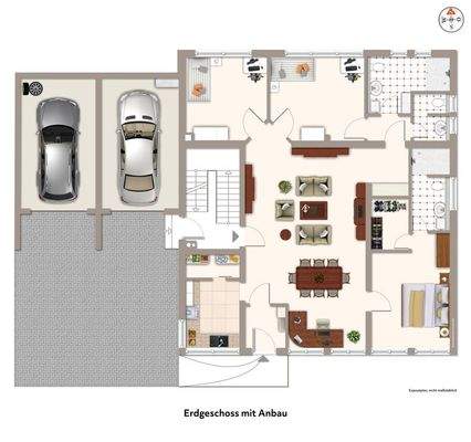 WG im Erdgeschoss mit 2 Garagen und barrierefreiem Eingang