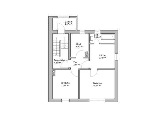 Wohnung 2 im Obergeschoss