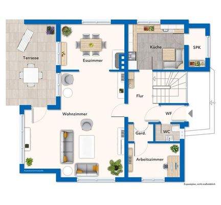 Erdgeschoss mit Mustermöblierung
