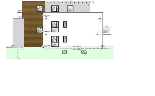 Hausansicht mit Fenstern